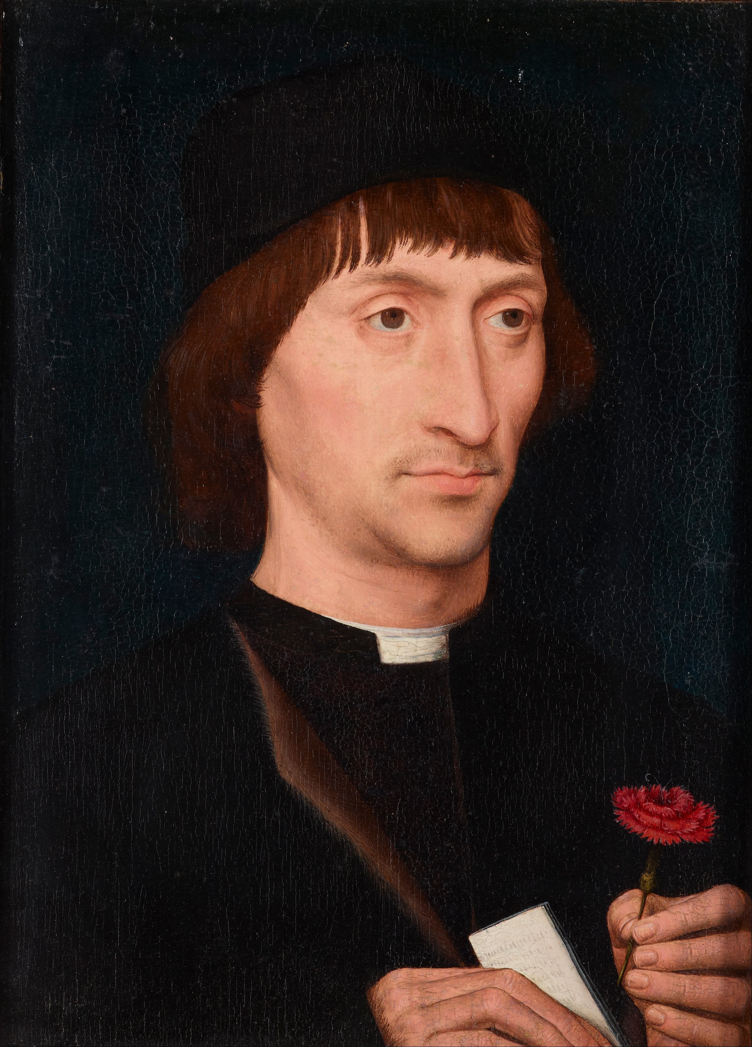 Portrait d'un homme avec un rose - Hans Memling