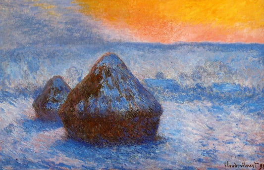 Meules (crépuscule, effet de neige) - Claude Monet