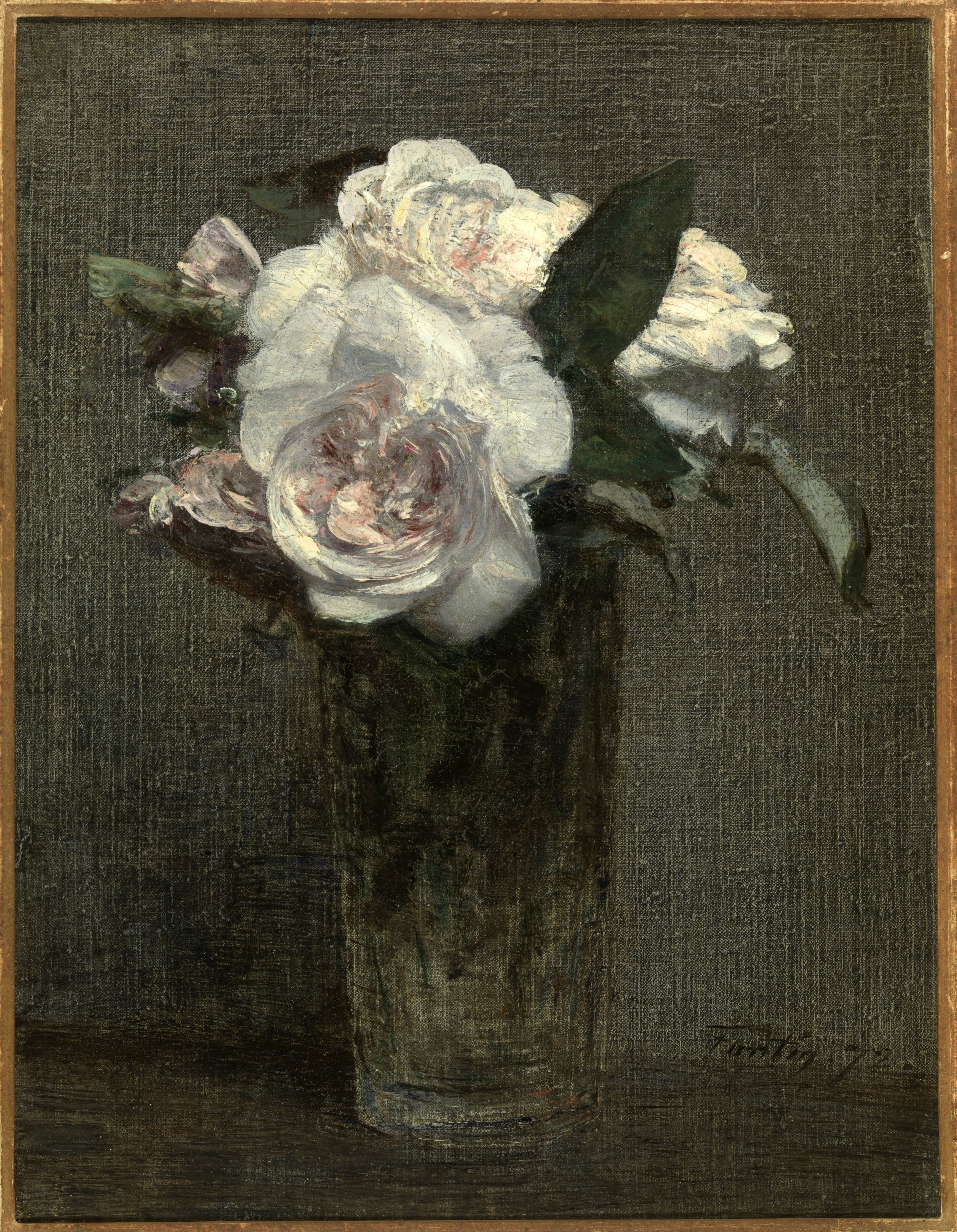 Roses blanches dans un verre - Henri Fantin-Latour