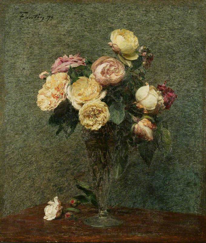 Roses dans un vase de verre - Henri Fantin-Latour