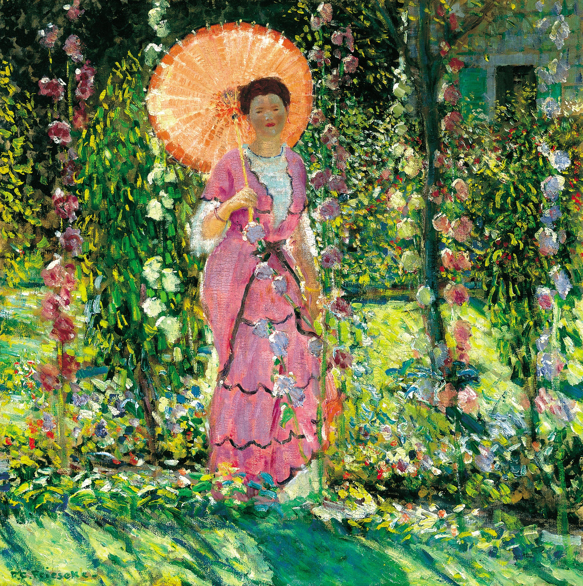 Roses trémières - Frederick Carl Frieseke