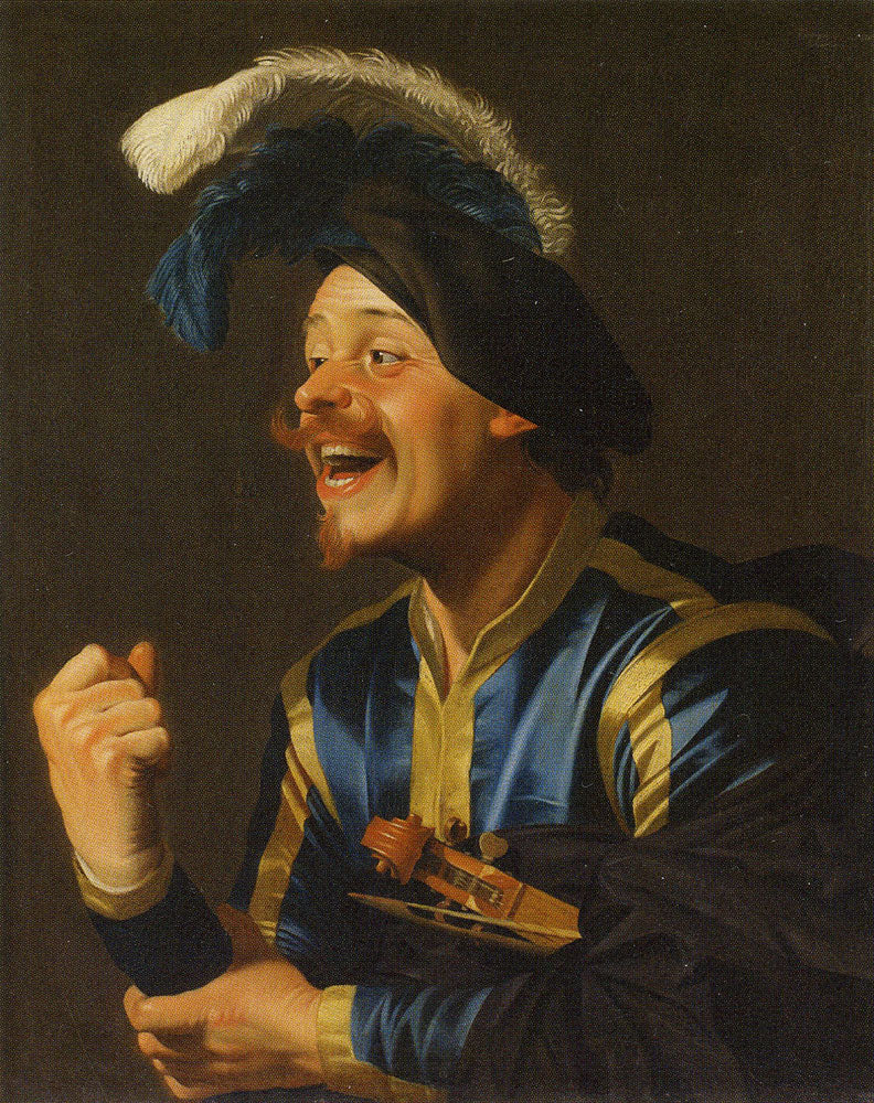 Musicien rieur avec un violon sous le bras - Gerrit van Honthorst