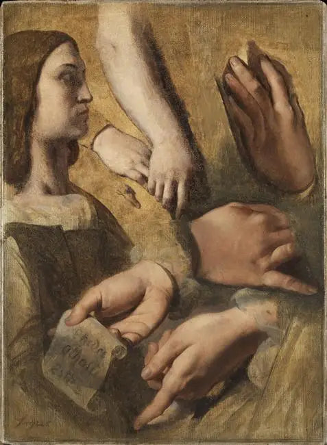 Profil de Raphaël mains de Raphaël Racine et Poussin études pour l’apothéose d’Homère - Jean-Auguste-Dominique Ingres
