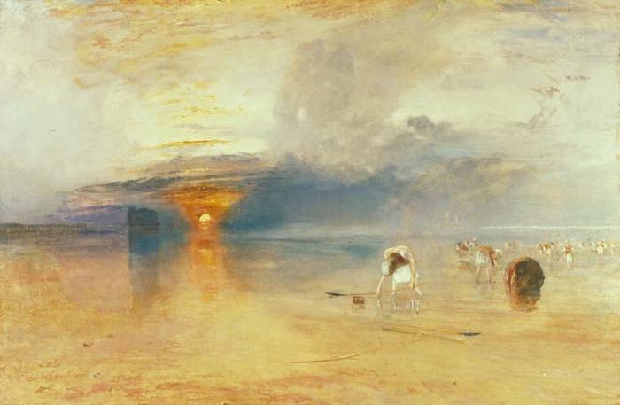 Reproduction du tableau « Calais Sands at Low Water - Poissards Collecting Bait - J. M. W. Turner » par Alpha Reproduction en peinture à l’huile