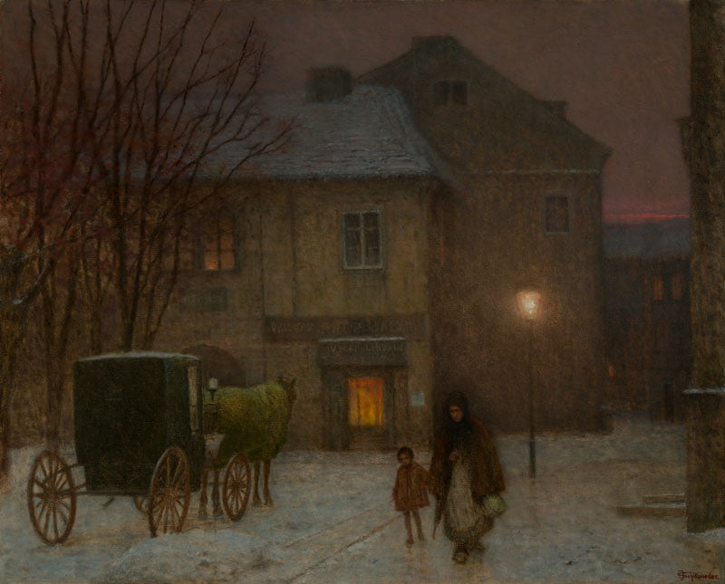 Soir d’hiver en ville - Jakub Schikaneder