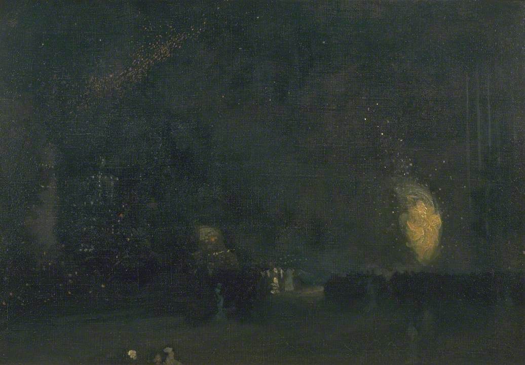 Reproduction du tableau « Nocturne : Noir et Or - La Roue de Feu - James Abbott McNeill Whistler » par Alpha Reproduction en peinture à l’huile