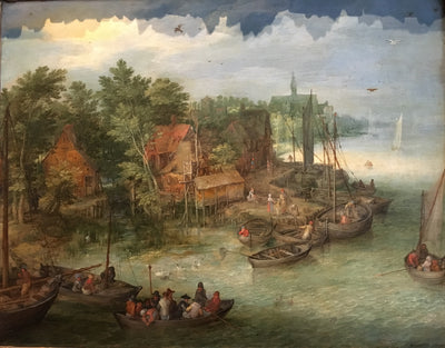 Paysage fluvial avec embarcadère (Turin) - Jan Brueghel l'Ancien