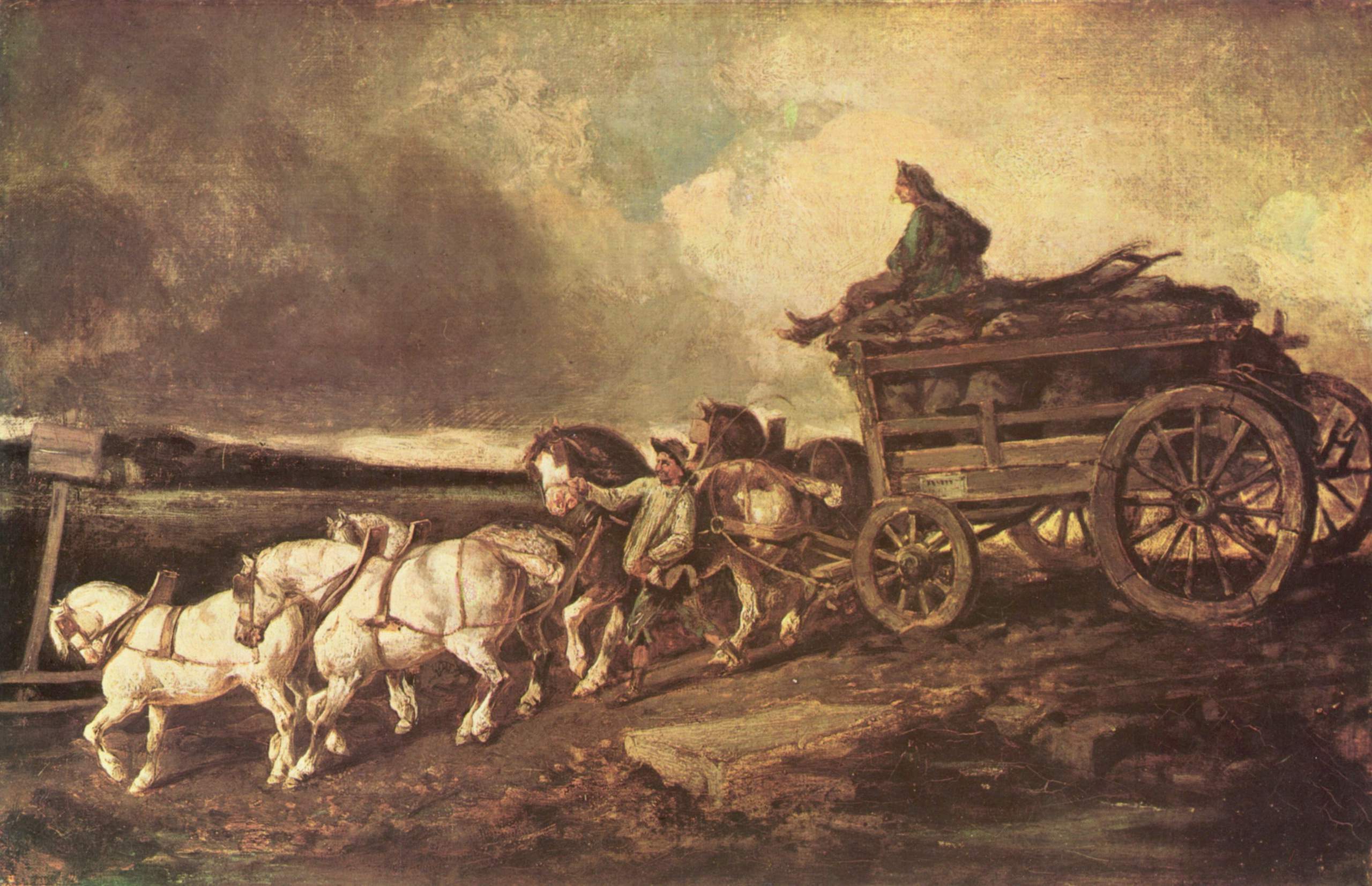 Reproduction du tableau « Le chariot de charbon - Théodore Géricault » par Alpha Reproduction en peinture à l’huile