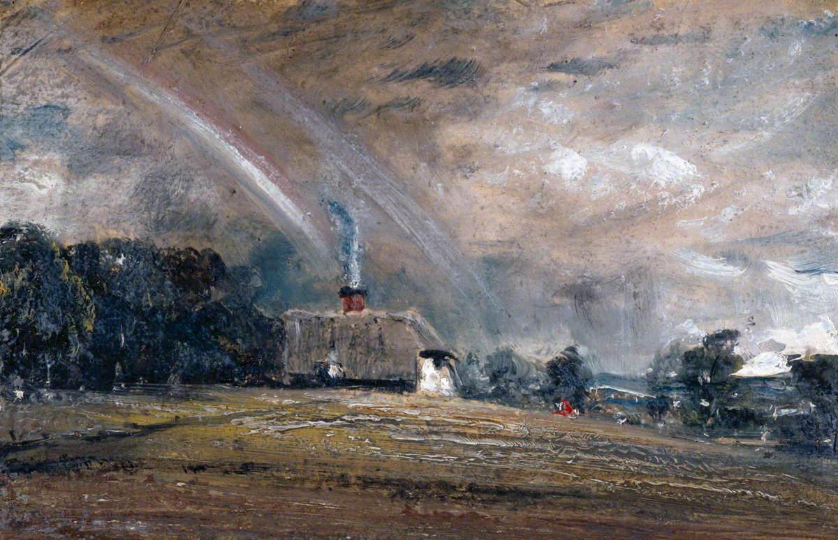 Étude de paysage : chalet et arc-en-ciel - John Constable