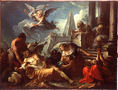 David se résigne à la volonté du Seigneur qui a frappé son royaume de la peste - Joseph-Marie Vien