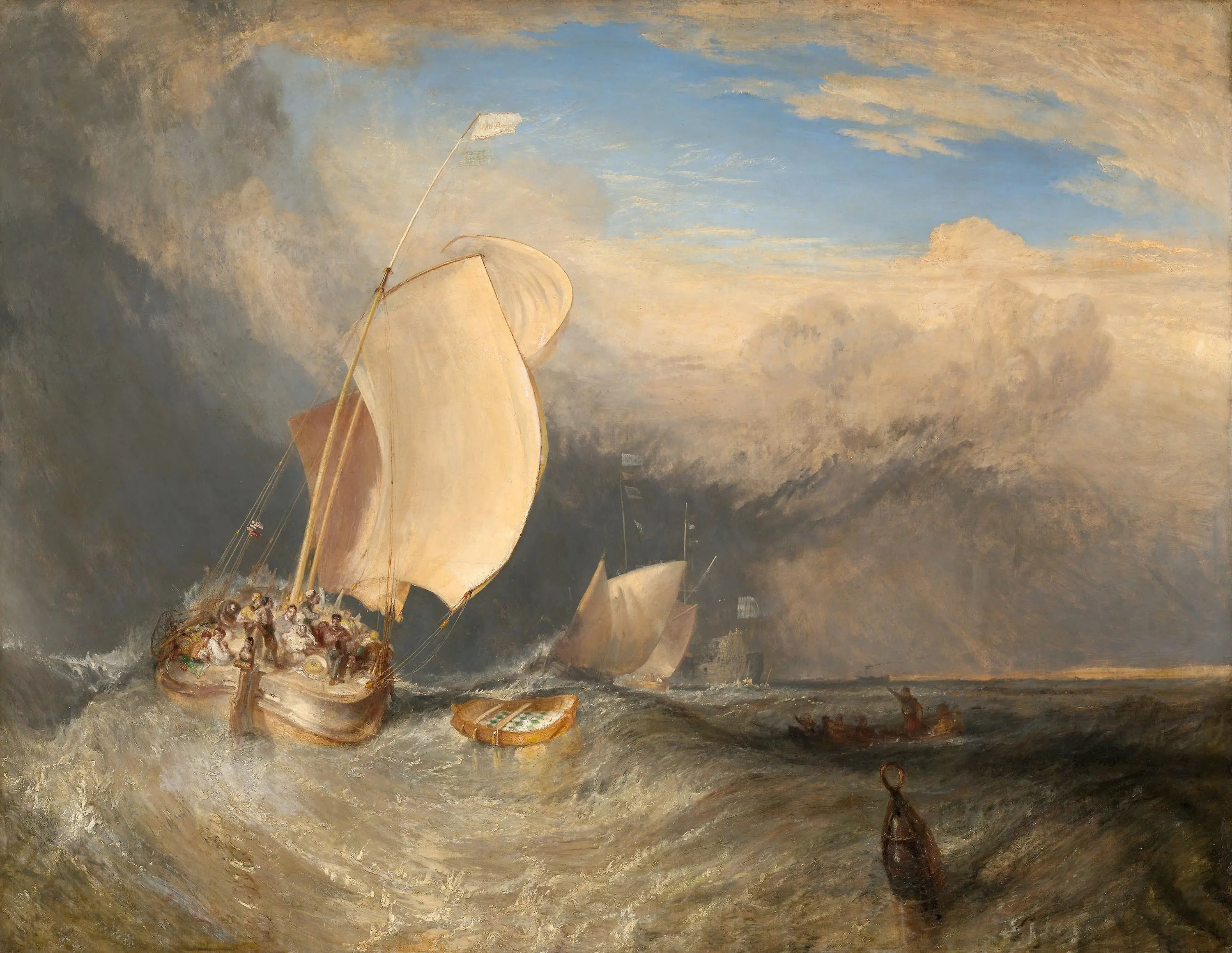Reproduction du tableau « Fishing Boats with Hucksters Bargaining for Fish - J. M. W. Turner » par Alpha Reproduction en peinture à l’huile