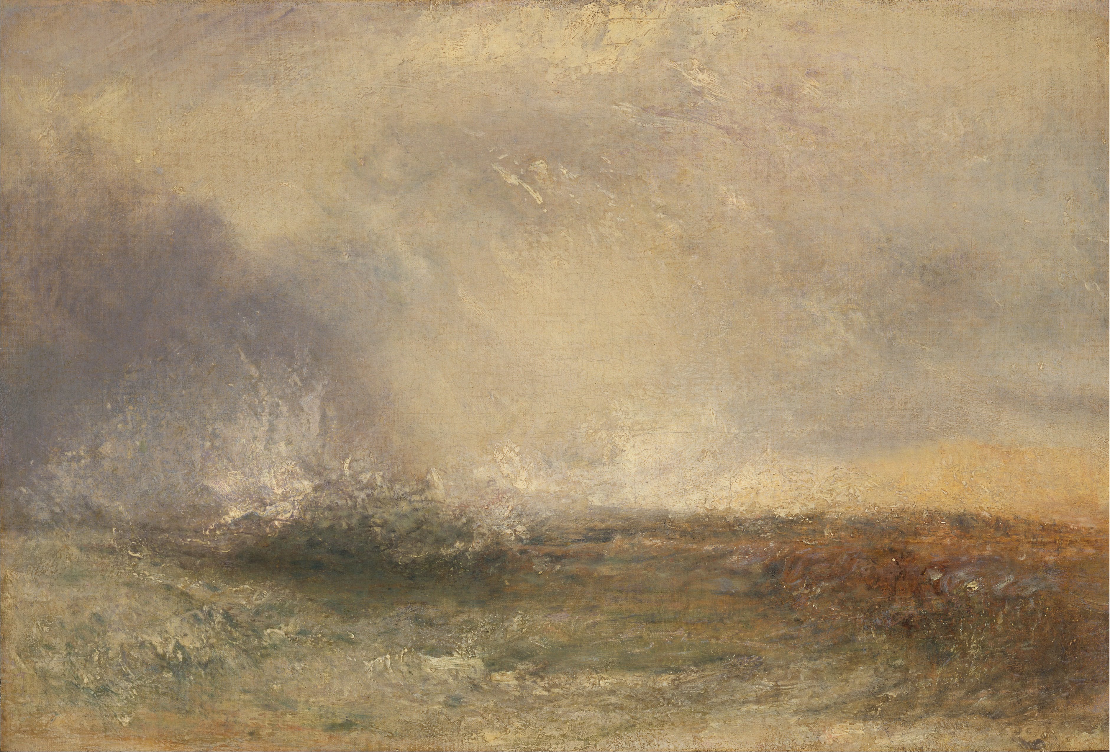 Reproduction du tableau « Stormy Sea Breaking on a Shore - J. M. W. Turner » par Alpha Reproduction en peinture à l’huile