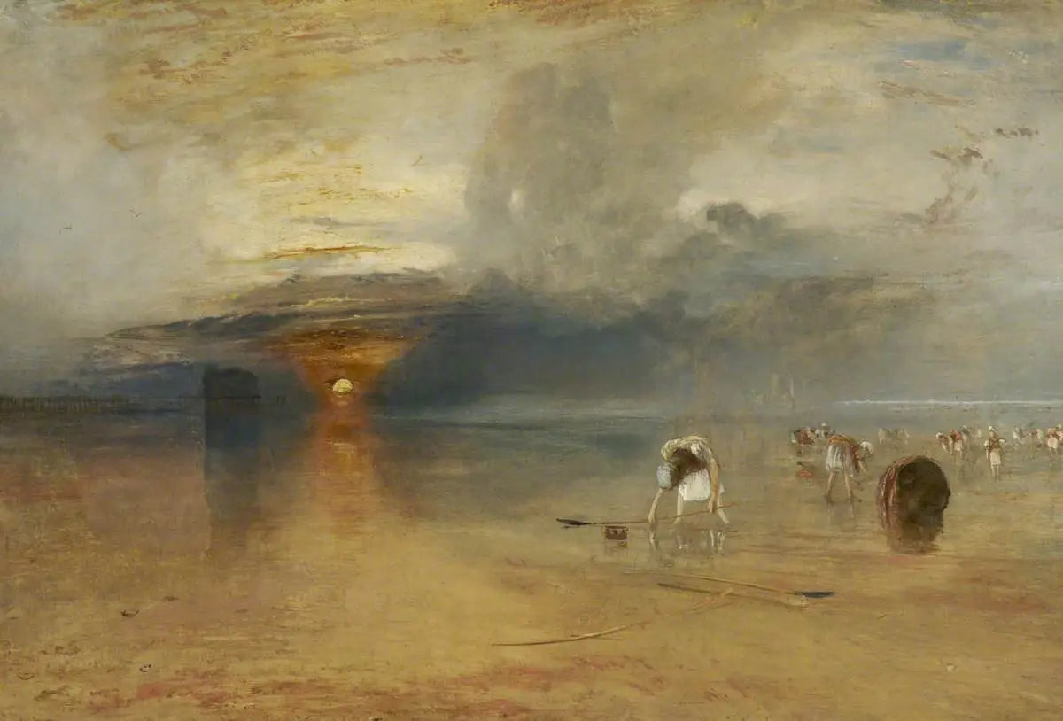 Reproduction du tableau « Calais Sands at Low Water: Poissards Collecting Bait - J. M. W. Turner » par Alpha Reproduction en peinture à l’huile
