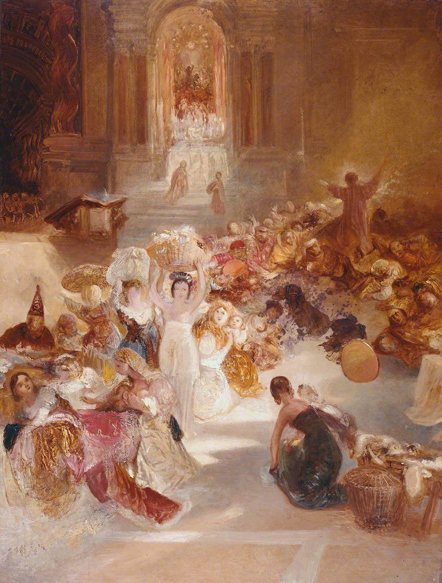 Reproduction du tableau « Christ Driving the Traders from the Temple - J. M. W. Turner » par Alpha Reproduction en peinture à l’huile