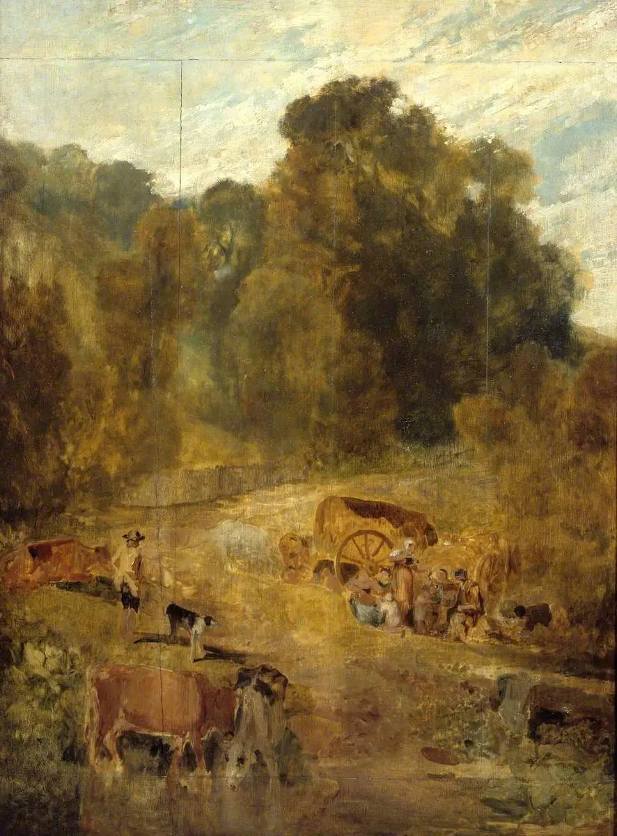 Reproduction du tableau « Gipsy Camp - J. M. W. Turner » par Alpha Reproduction en peinture à l’huile