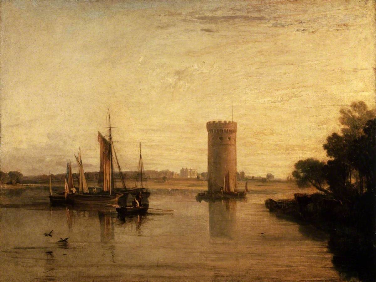Reproduction du tableau « Tabley, Cheshire, the Seat of Sir J.F. Leicester, Bart.: Calm Morning - J. M. W. Turner » par Alpha Reproduction en peinture à l’huile