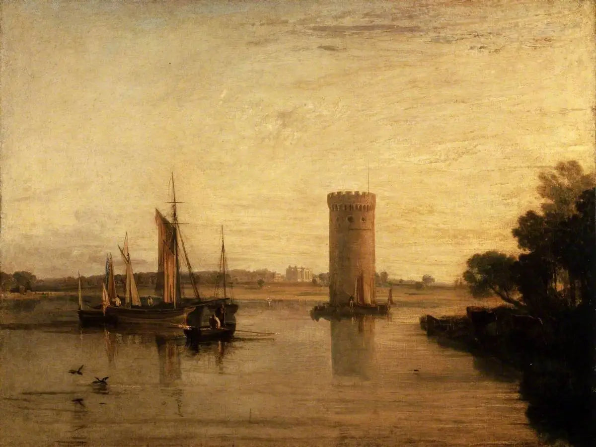 Reproduction du tableau « Tabley, Cheshire, the Seat of Sir J.F. Leicester, Bart.: Calm Morning - J. M. W. Turner » par Alpha Reproduction en peinture à l’huile