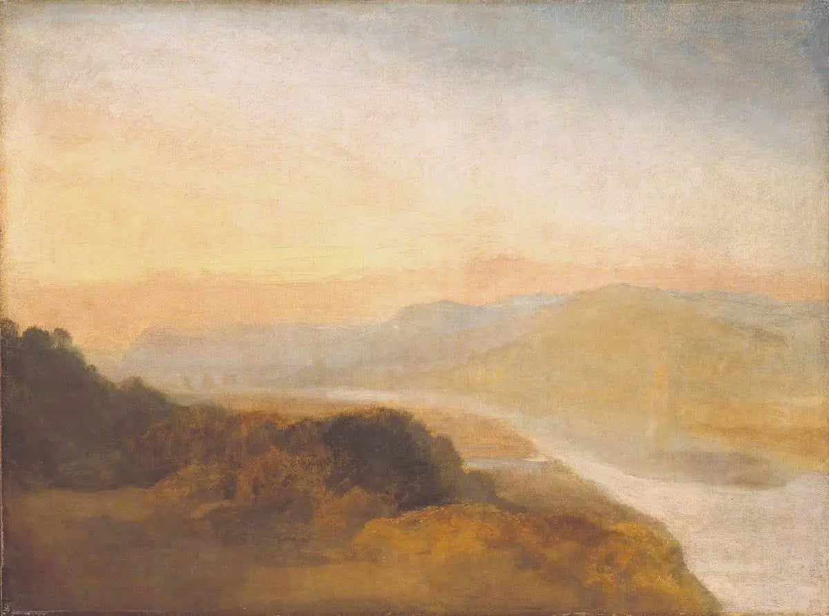 Reproduction du tableau « Valley with a Distant Bridge and Tower - J. M. W. Turner » par Alpha Reproduction en peinture à l’huile