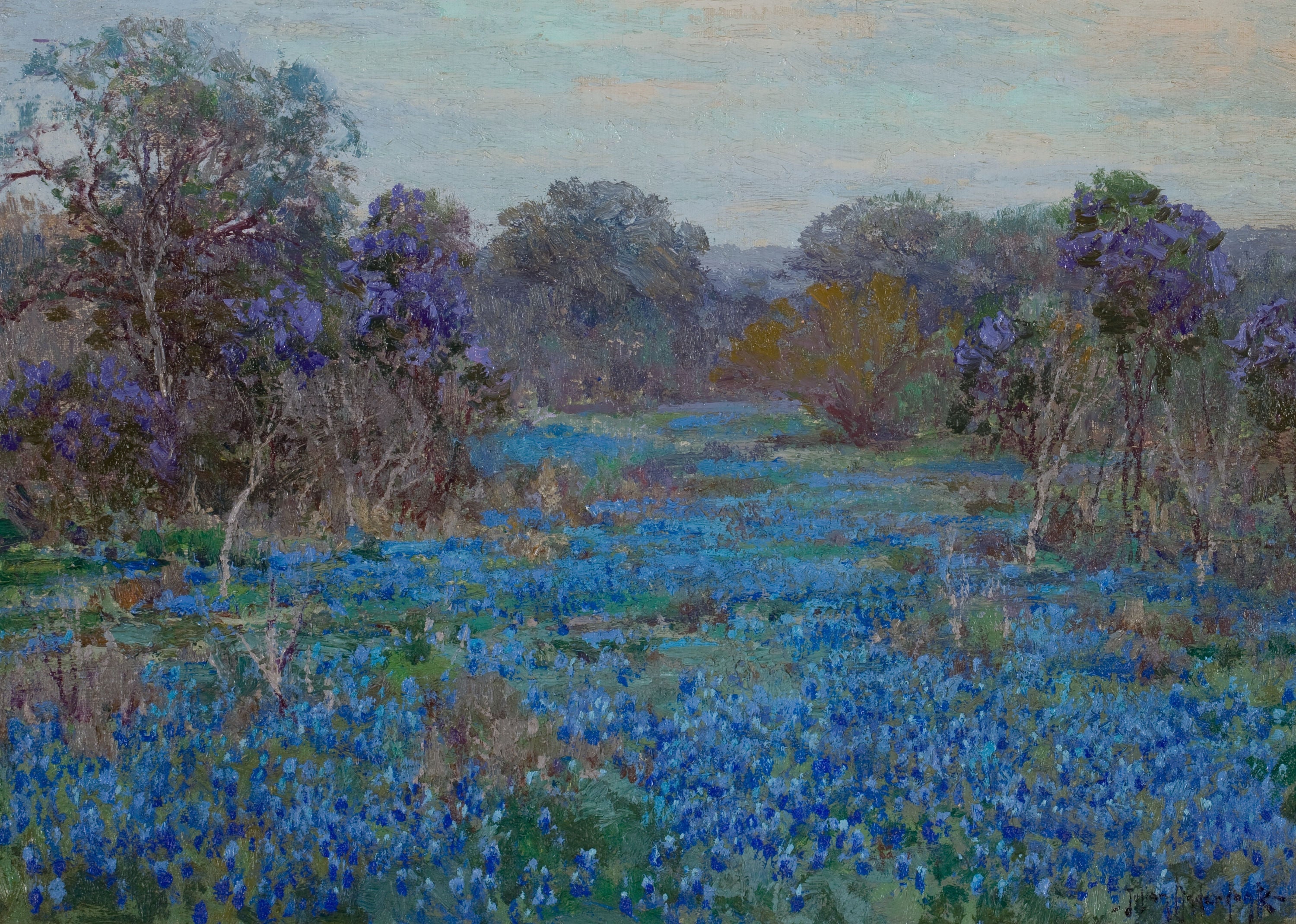 Champ de lupins bleus avec des arbres - Julian Onderdonk
