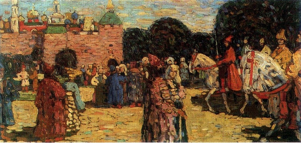 Reproduction du tableau « Dimanche (vieux russe) - Vassily Kandinsky » par Alpha Reproduction en peinture à l’huile