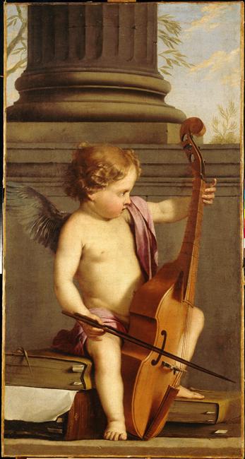 Putto jouant de la basse de viole - Laurent de La Hyre