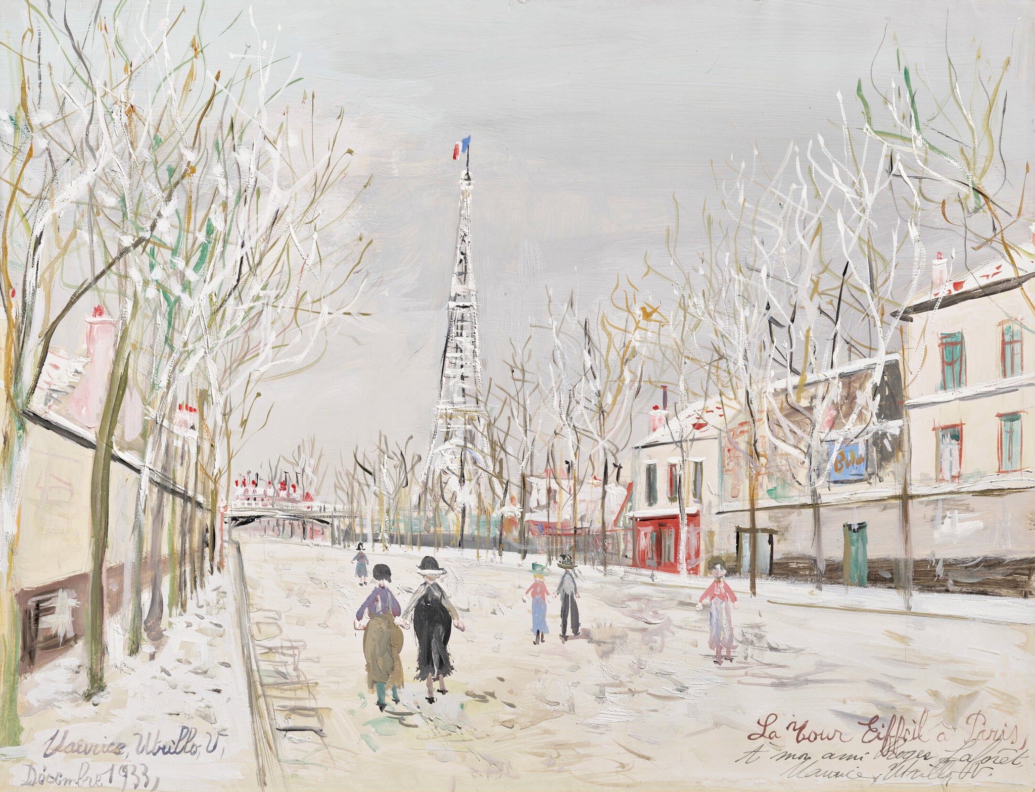 La Tour Eiffel à Paris sous la neige - Maurice Utrillo