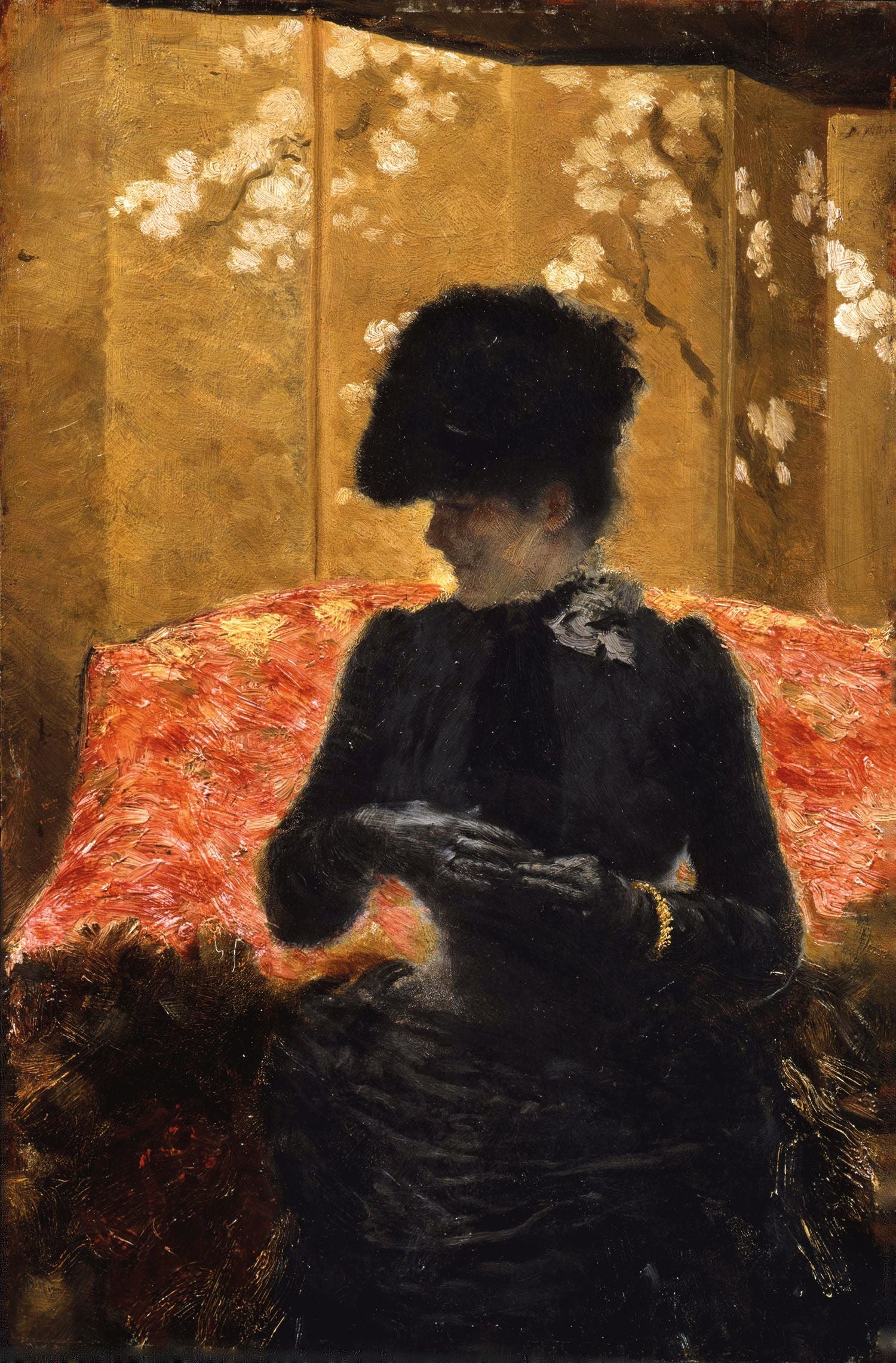 Dame sur le canapé rouge - Giuseppe De Nittis
