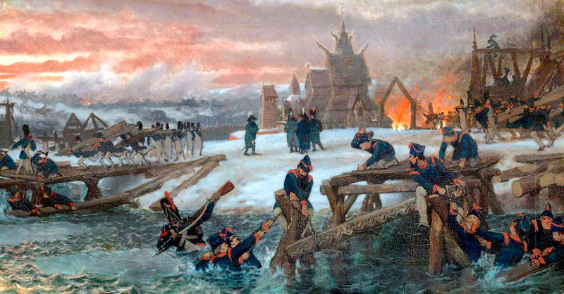 1812. Le Capitaine Benthien à la Bérézina - Lawrence Alma-Tadema