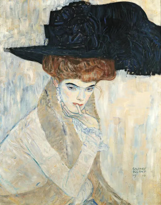 🎩✨ Le Chapeau de Plume Noir – Gustav Klimt (1910)