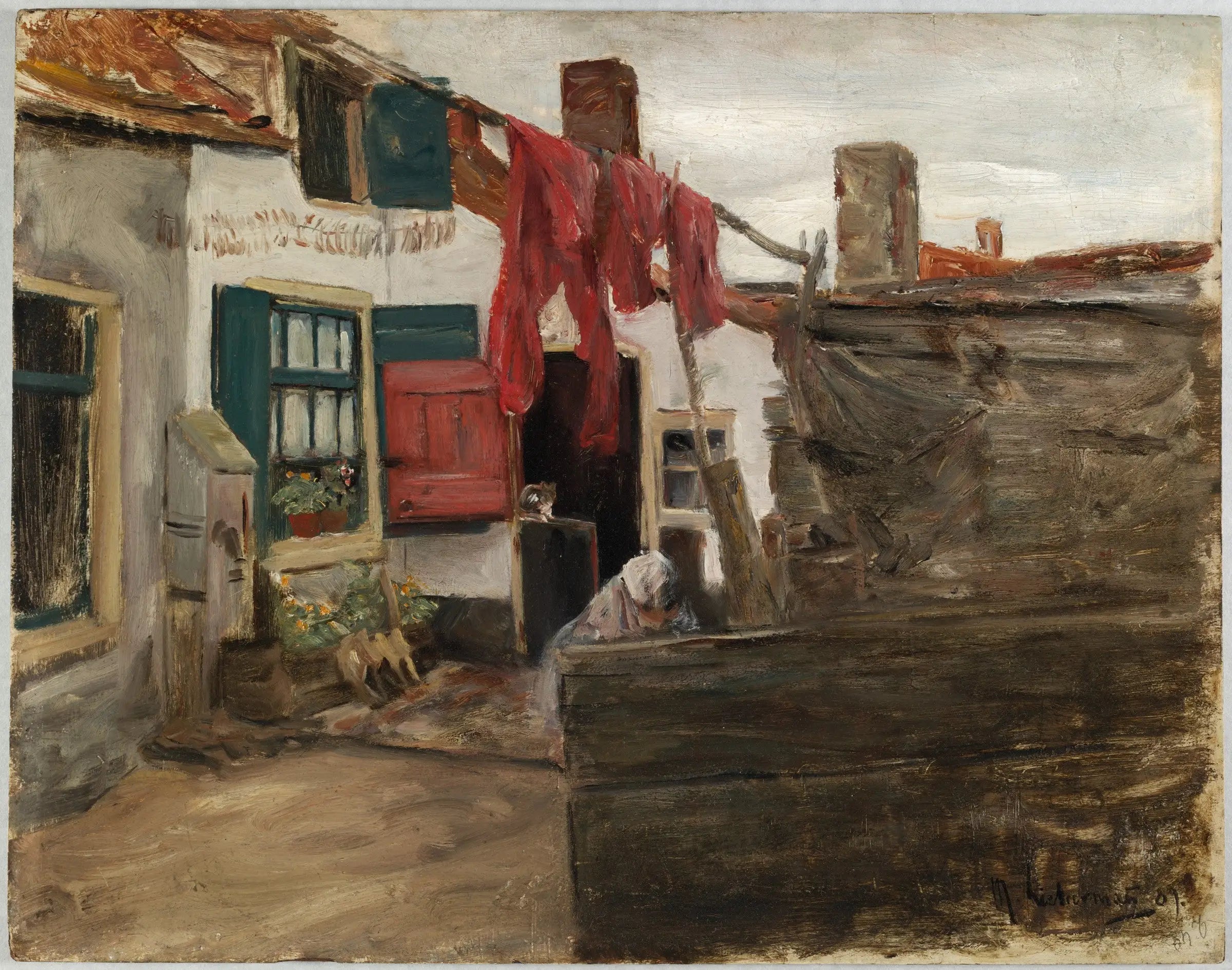 Scène de village hollandais avec du linge suspendu - Max Liebermann - Alpha Reproduction