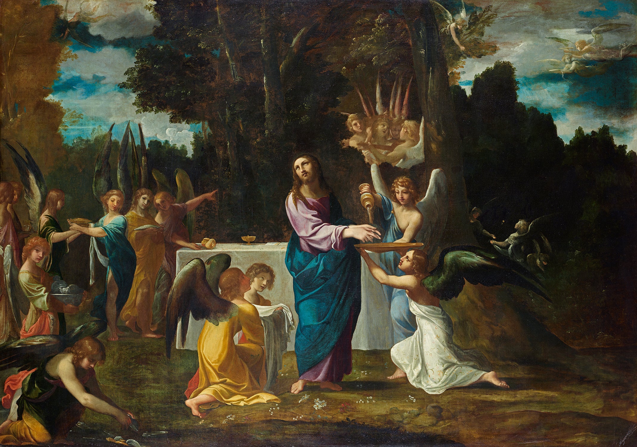 Le Christ dans le désert, servi par les anges - Ludovico Carracci