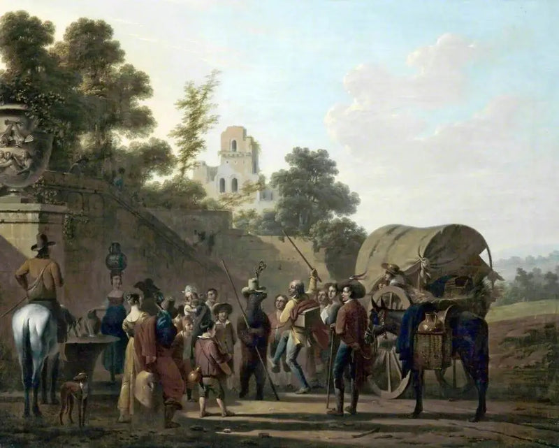 Ours dansants avec spectateurs dans les ruines d'un château - Louis-Léopold Boilly
