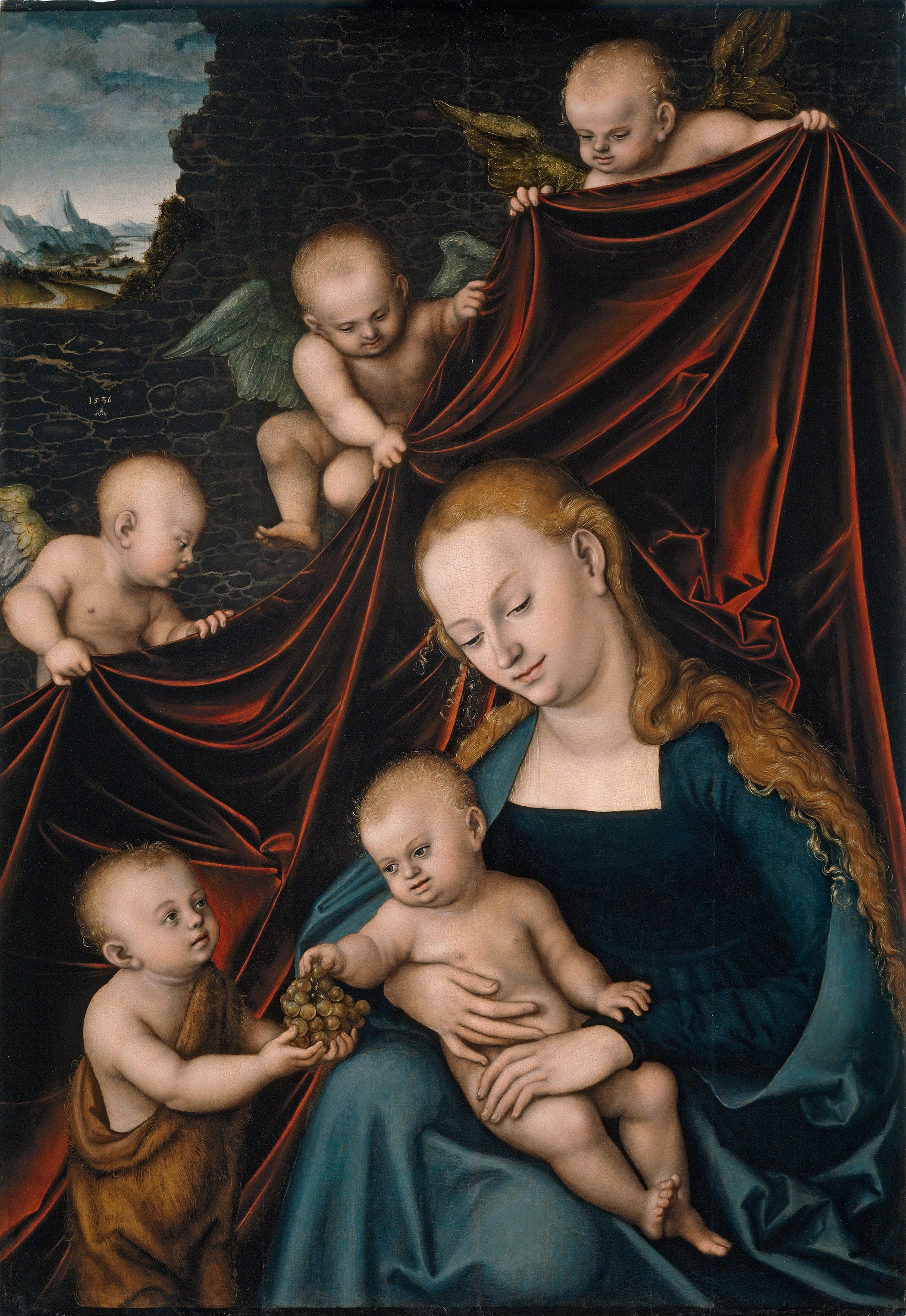 La Vierge et l'Enfant, Saint Jean et les Anges - Lucas Cranach the Elder