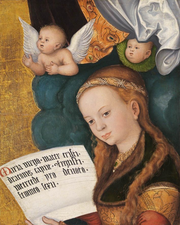 Retable de Prague [panneau central, fragment] : Sainte Marguerite - Lucas Cranach the Elder