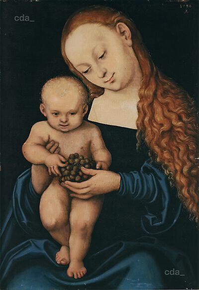 La Vierge à l'Enfant avec des raisins - Lucas Cranach the Elder
