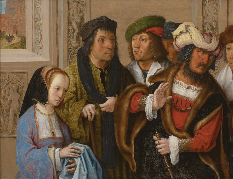 La femme de Potiphar exhibe le vêtement de Joseph - Lucas van Leyden