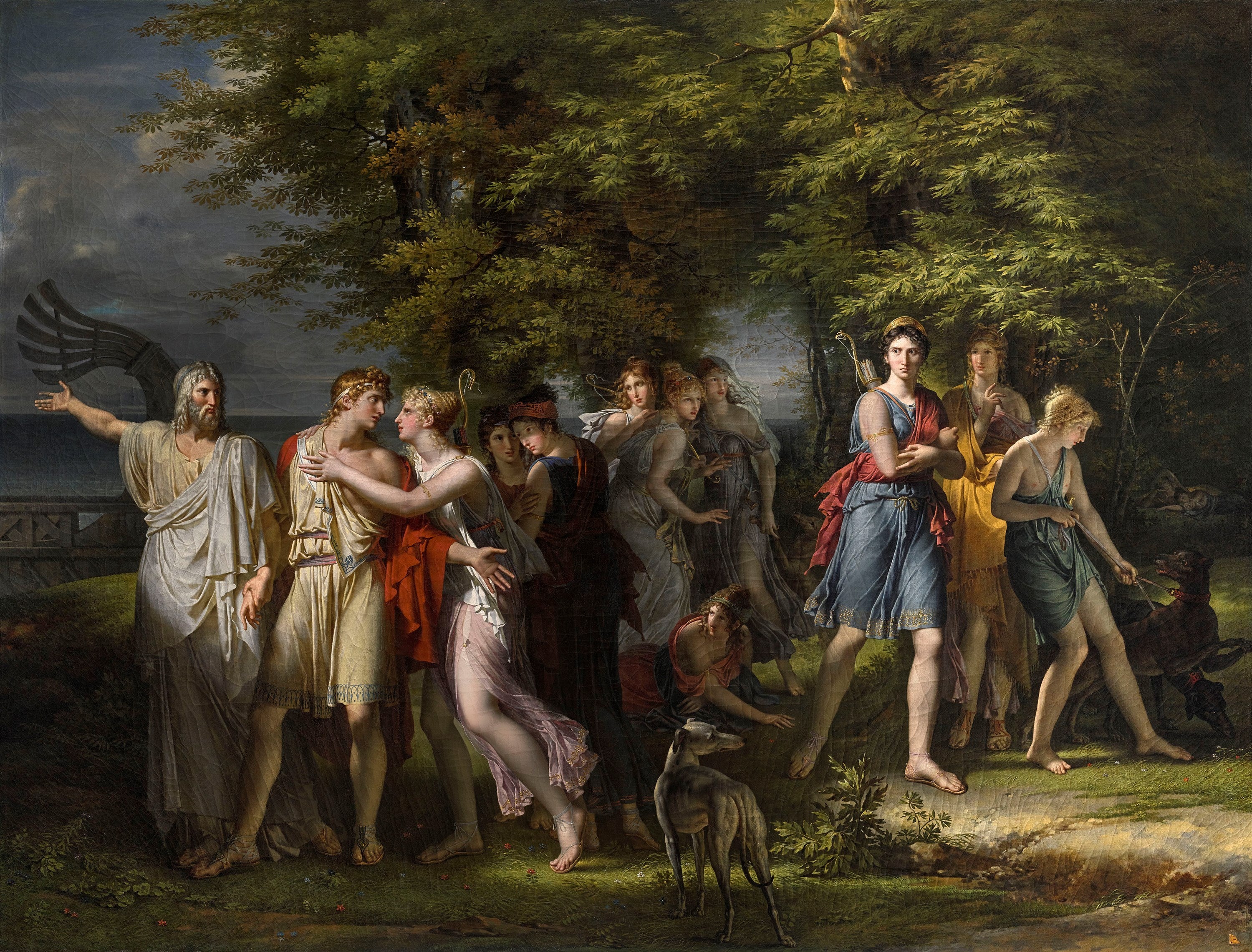 Télémaque, pressé par Mentor, quitte l'île de Calypso - Charles Meynier