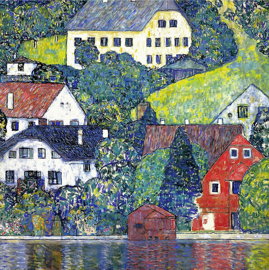 🏘️🌿 Maisons à Unterach sur l’Attersee – Gustav Klimt (vers 1916)