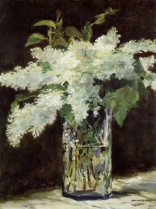 Lilas blancs dans un vase en verre - Édouard Manet