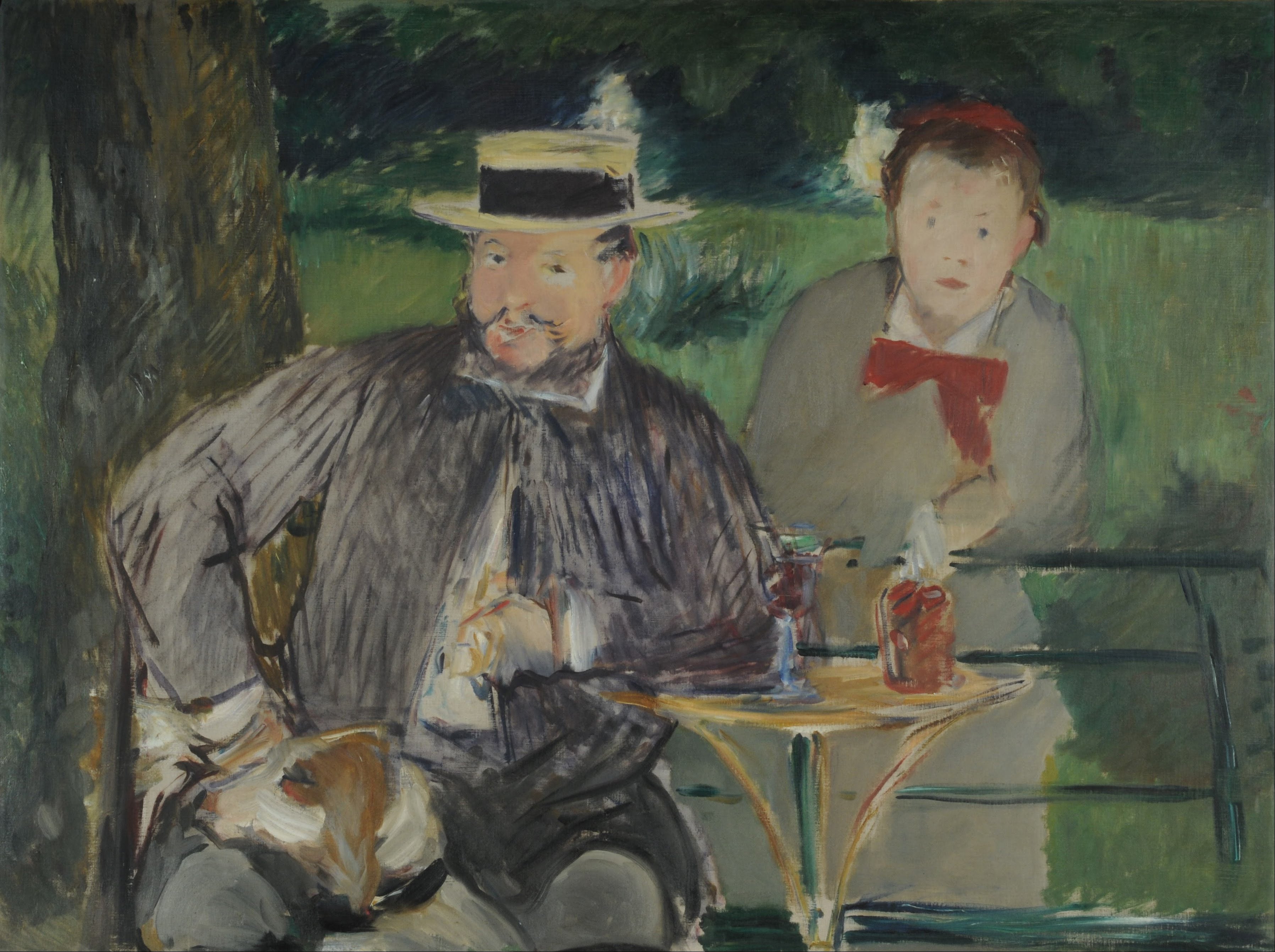 Reproduction du tableau « Portrait d'Ernest Hoschede et sa fille Marthe - Édouard Manet » par Alpha Reproduction en peinture à l’huile