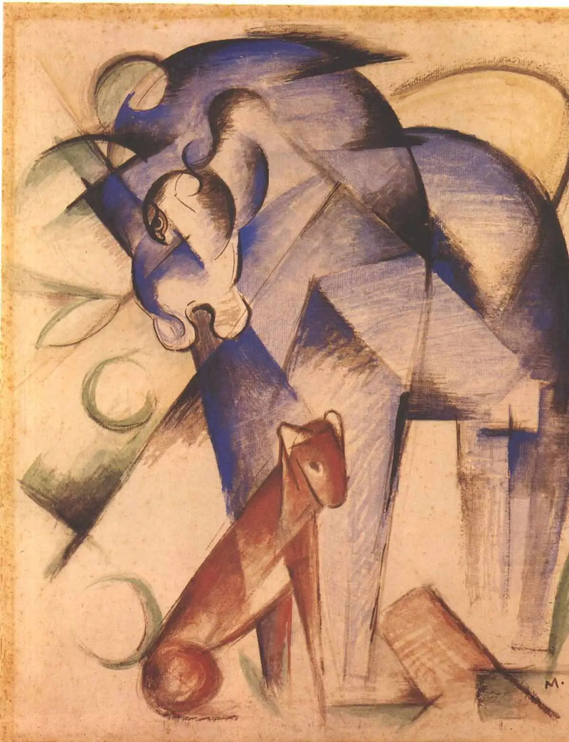 Animaux fabuleux (cheval bleu et chien rouge) - Franz Marc