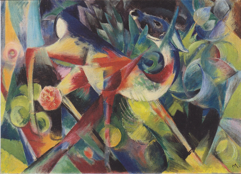 Cerf dans un jardin fleuri - Franz Marc