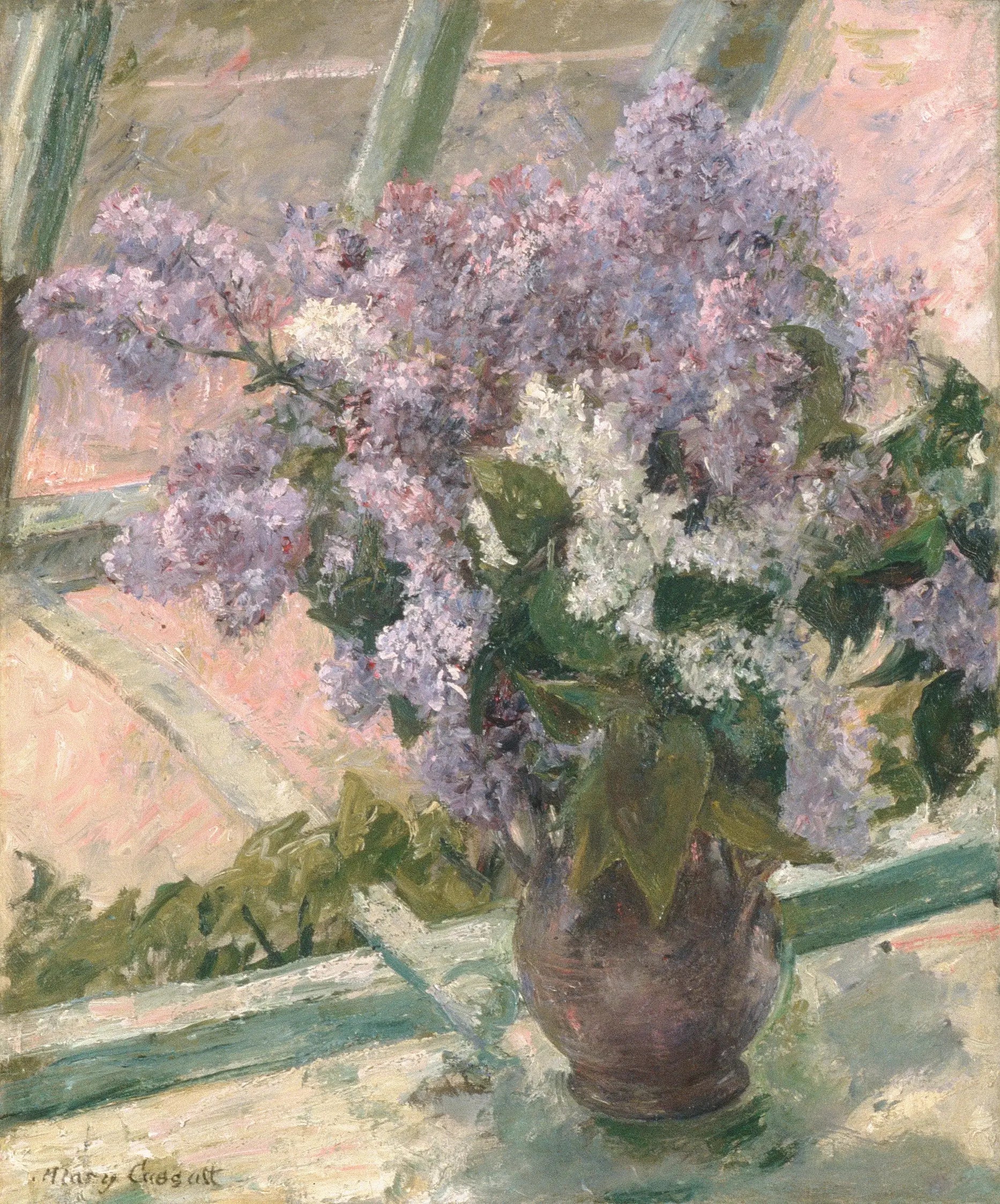 Reproduction du tableau « Lilas à une fenêtre - Mary Cassatt » par Alpha Reproduction en peinture à l’huile