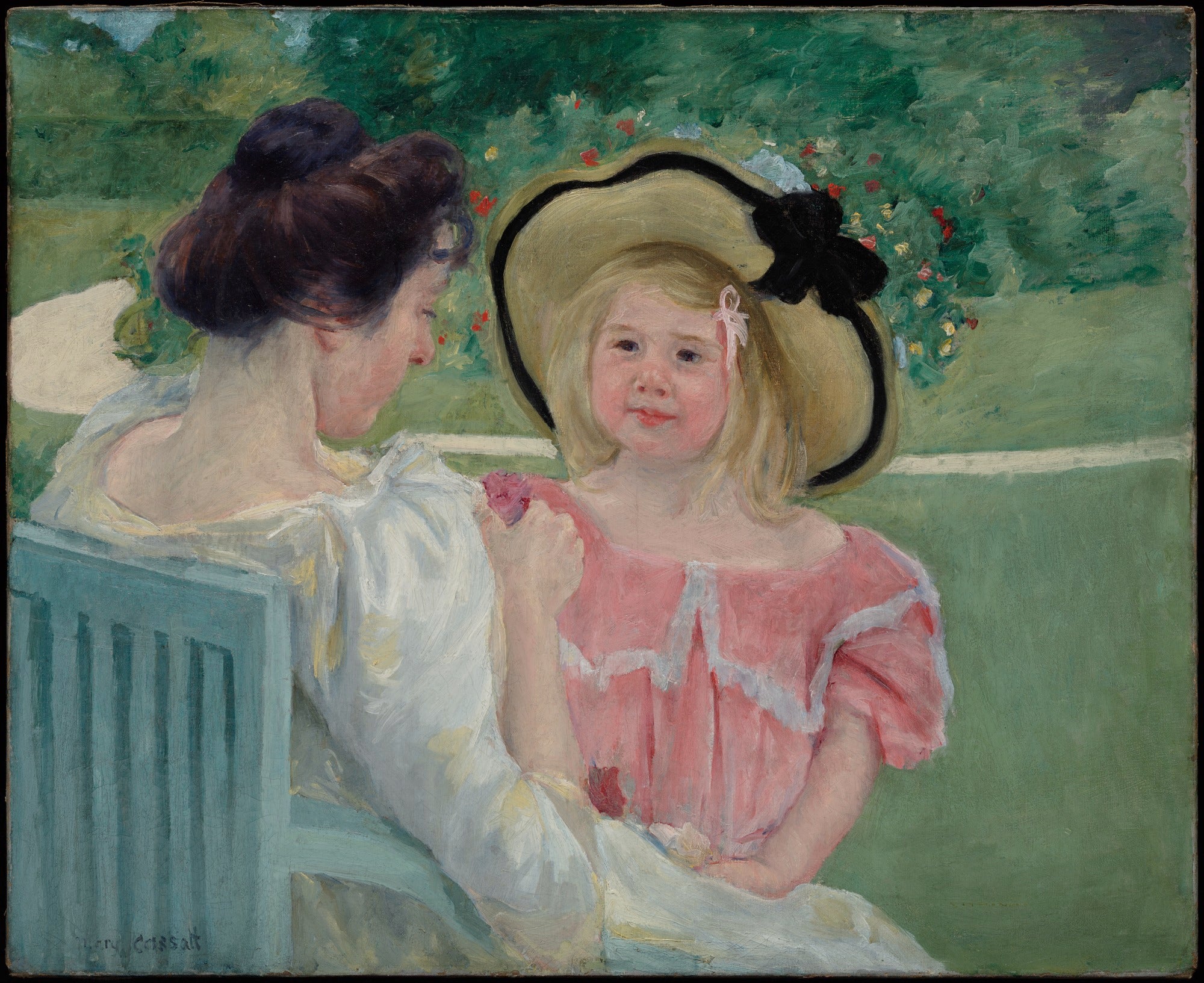 Reproduction du tableau « Dans le jardin - Mary Cassatt » par Alpha Reproduction en peinture à l’huile