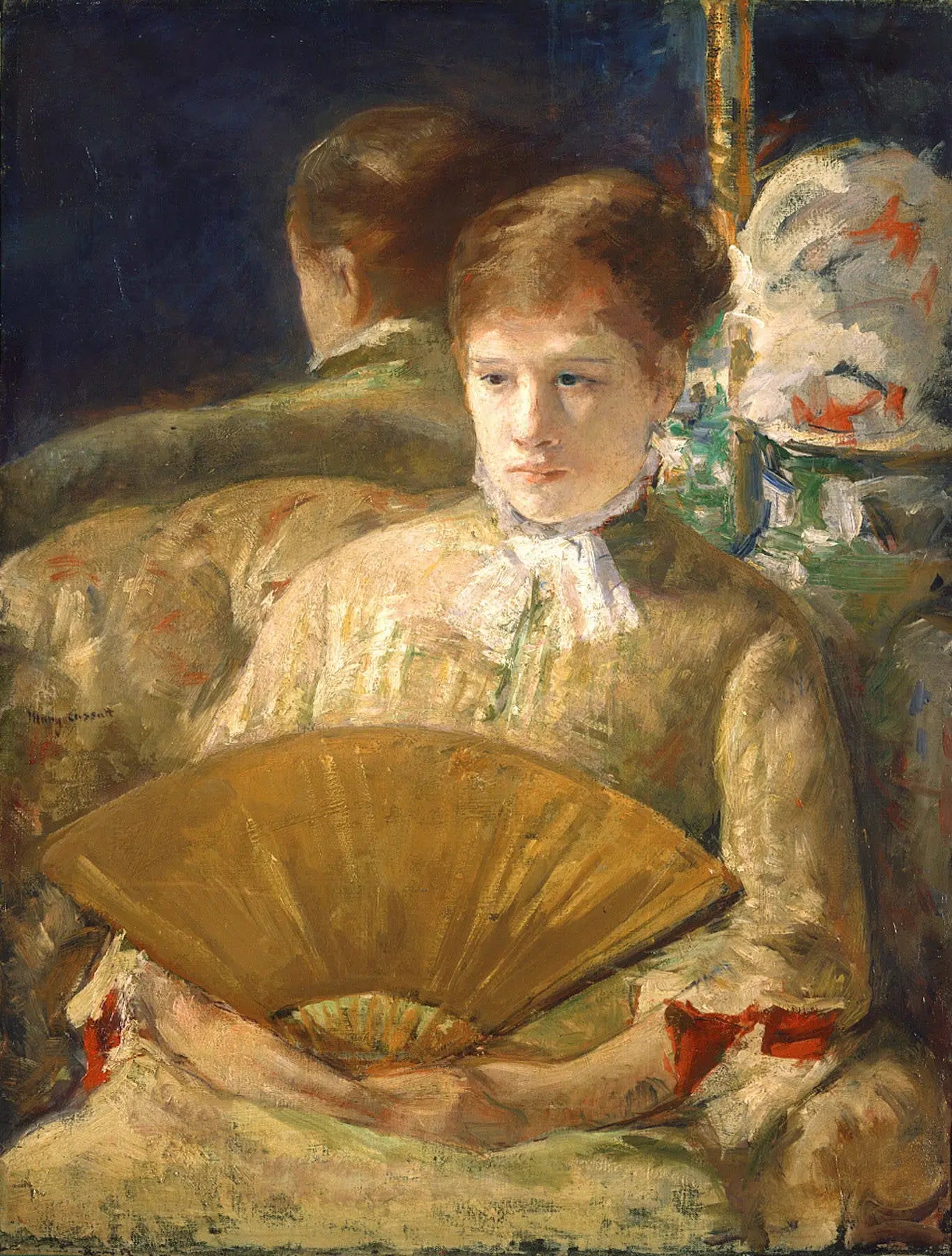 Reproduction du tableau « Femme avec un éventail - Mary Cassatt » par Alpha Reproduction en peinture à l’huile