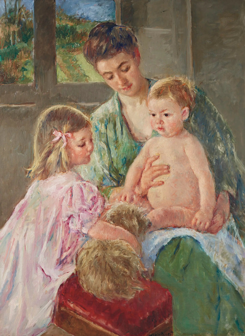 Enfants jouant avec un chien - Mary Cassatt