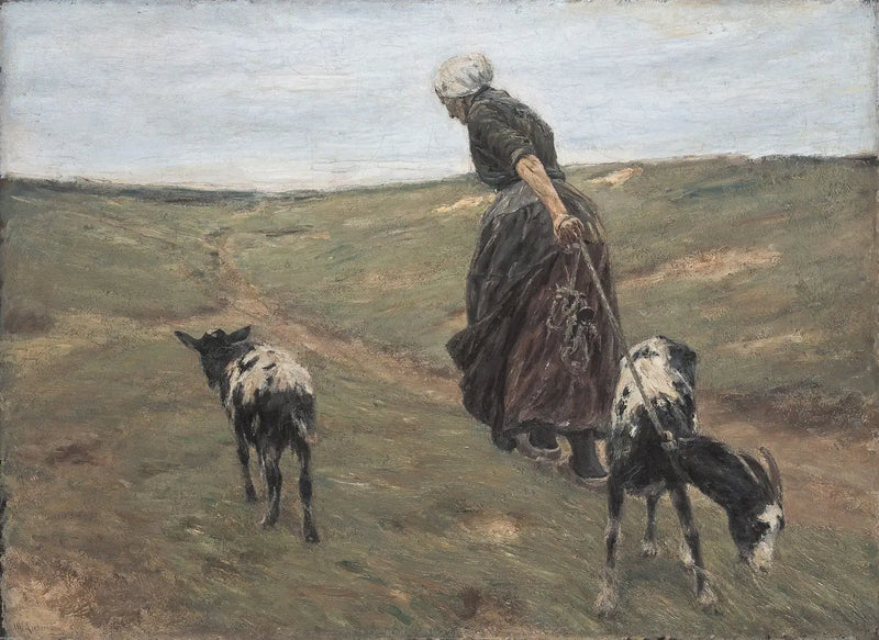 Femme avec des chèvres dans les dunes - Max Liebermann