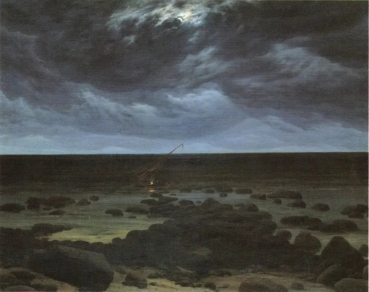 Rivage avec bateau échoué au clair de lune - Caspar David Friedrich