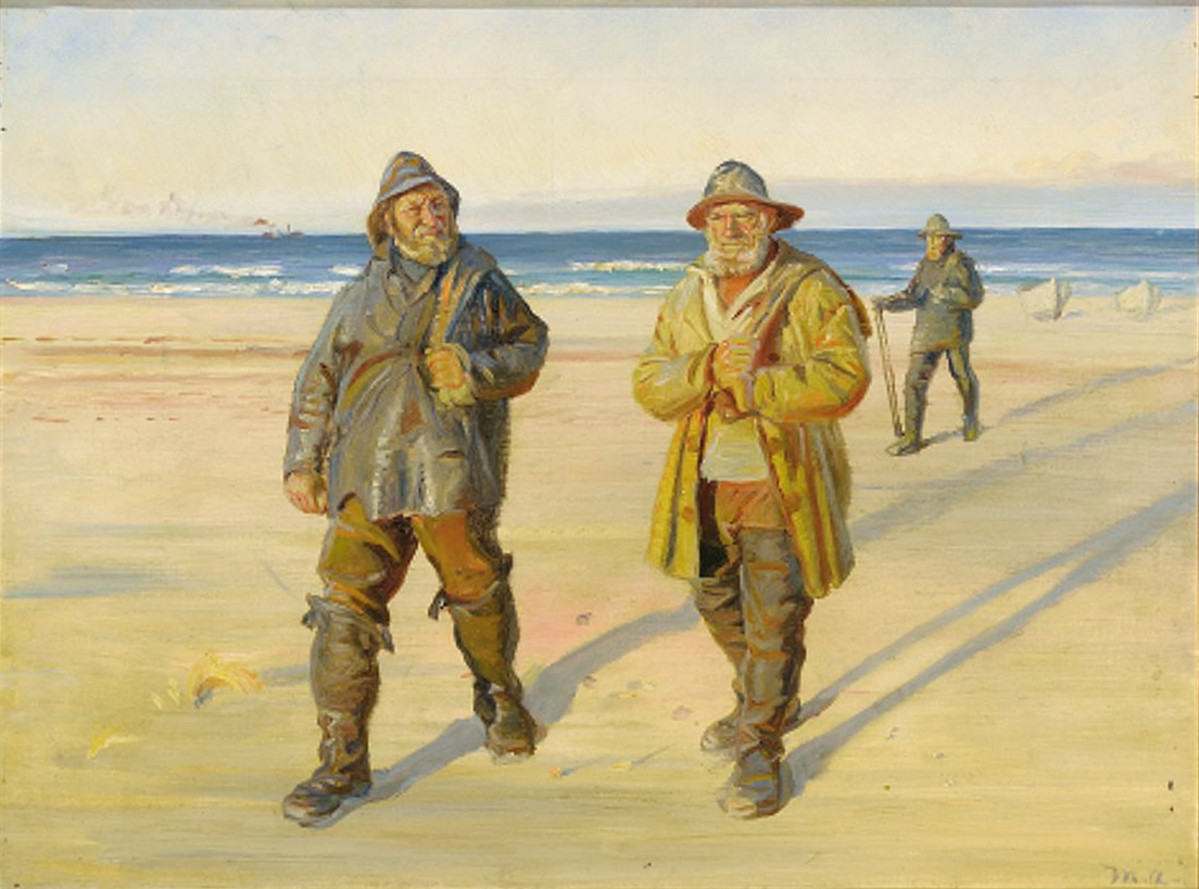 Des pêcheurs revenant de la plage nord de Skagen. - Michael Peter Ancher - Alpha Reproduction