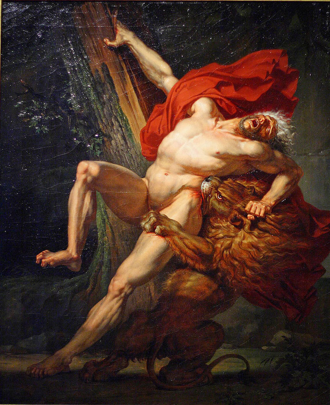 Milon de Crotone, voulant essayer sa force, est surpris et dévoré par un lion - Charles Meynier